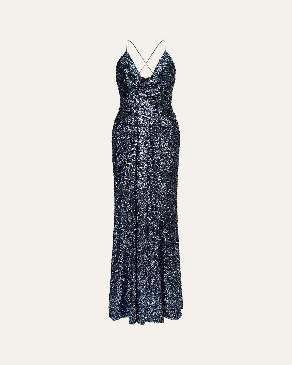 Manon Deep V-Neck Sequin Gown